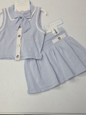 Draper James Light Lilac Bow Knit Top and Skirt Set